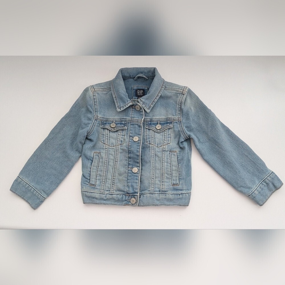 GAP Kids (XS) Unisex Whitewashed/Distressed Light Blue Denim/Jean Jacket